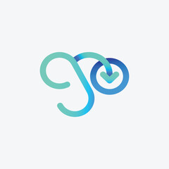 Obraz premium GO letters Logo with negative space design. Letter with geometric typography.