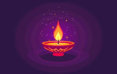 Diwali Celebration – Glowing Diya Lamp with Festive Background
