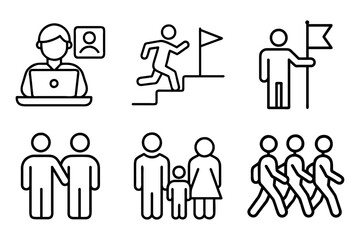 Icons Representing Teamwork, Collaboration, Task Management, and Leadership