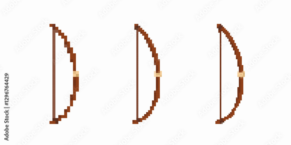 Poster three pixel art style bows appear in a basic brown design, emphasizing minimal detailing and craft.