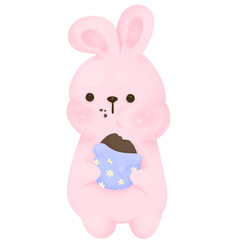 Cute Bunny Holding Easter Eggs Adorable Pastel Illustration for Spring and Holiday Designs