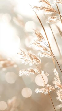 Gentle breeze blowing through golden grasses nature scene soft light outdoors close-up serenity