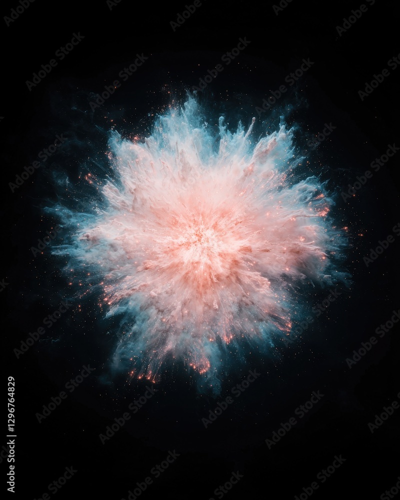 Poster stunning colorful explosion abstract art digital creation dark background close-up visual effects