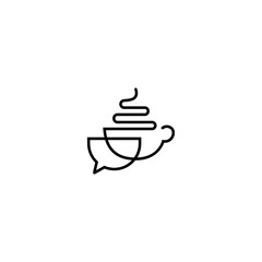 coffee cup chat minimalist linear logo design