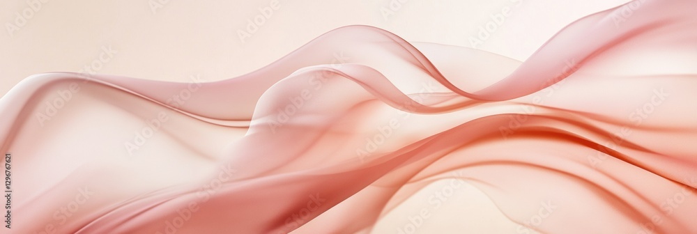 Poster soft flowing fabric drapes in gentle curves, creating an abstract composition in pastel tones at sun