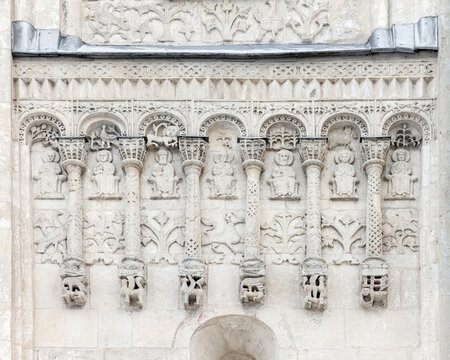 Decoration details on the wall of The Cathedral of Saint Demetrius, Vladimir