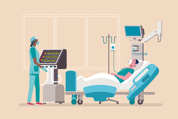 Nurse providing care to patient in hospital room