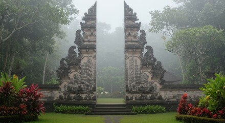 Misty Gate to Tranquility: A Balinese Temple Entrance