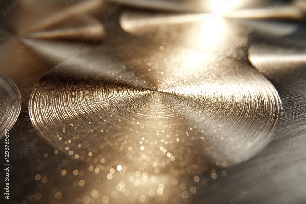 Poster close-up of shimmering golden metal with intricate patterns, showcasing a luxurious and elegant text