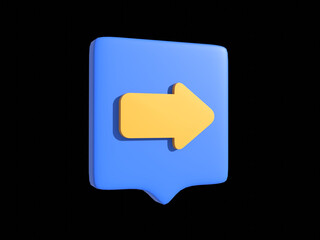right arrow icon 3d rendering vector illustration