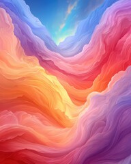 Obraz premium Vibrant abstract landscape digital art colorful swirls fantasy environment aerial view artistic concept