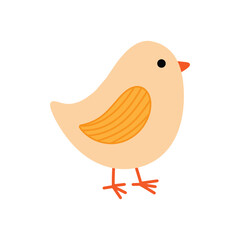 Cute simple hand drawn minimalist childish naive bird vector illustration isolated on cwhite background