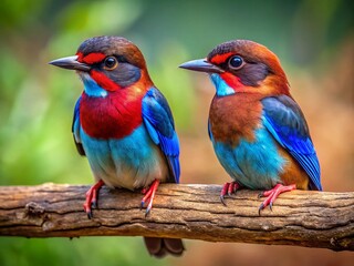 Obraz premium Romantic Blue & Black Birds on Branch - Nature Wildlife Stock Photo