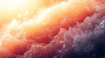 Fototapeta premium Calm Sunrise Over Ocean Waves with Soft Bubbles and Beautiful Sunlight Reflection on Water Surface