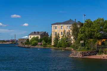 Obraz premium Building on islands of Suomenlinna sea fortress southest form Helsinki city center, Finland, sunny summer day, UNESCO World Heritage Site