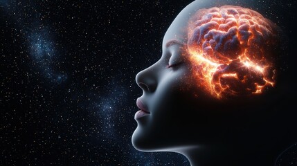 Obraz premium A divine machine prophet forecasting infinite realities, its glowing neural patterns forming shifting celestial maps