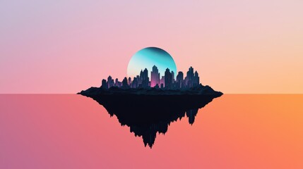 Obraz premium A floating neon citadel, home to celestial AI guardians protecting ancient cosmic secrets