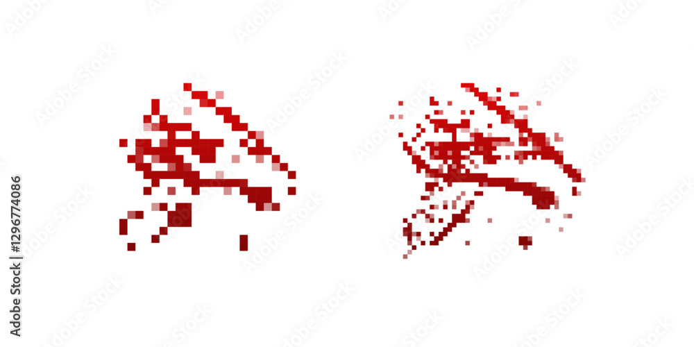 Aufkleber two pixelated red patterns featuring abstract shapes and designs that are visually engaging.