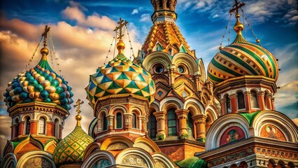 Obraz premium Russian Orthodox Church Nativity Florence Italy Domes Architectural Detail Documentary Photography