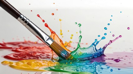 Obraz premium Dynamic brush splashing vivid colors with an energetic mood against a bright abstract backdrop
