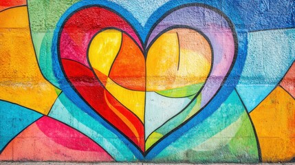 Fototapeta premium Colorful Heart-Shaped Mural in Urban Environment