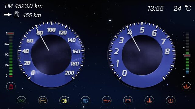 A space style car dashboard. Car indicator design composition