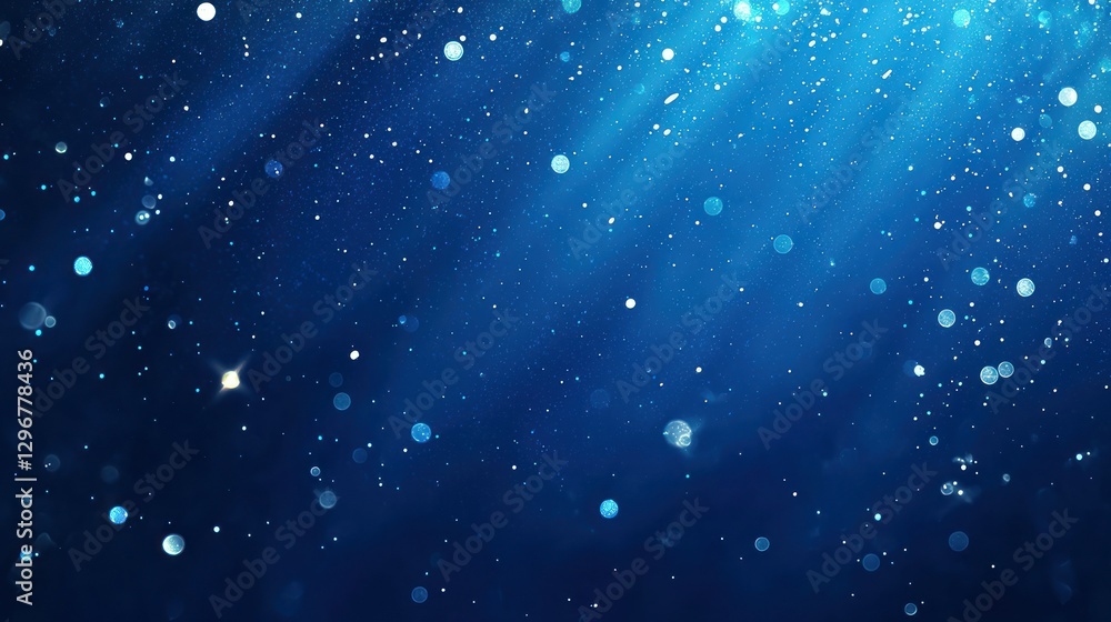 Poster a gradient blue christmas background with subtle sparkles and ornaments.