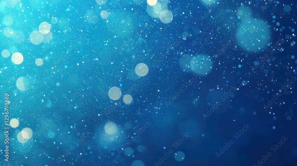 Poster a gradient blue christmas background with subtle sparkles and ornaments.