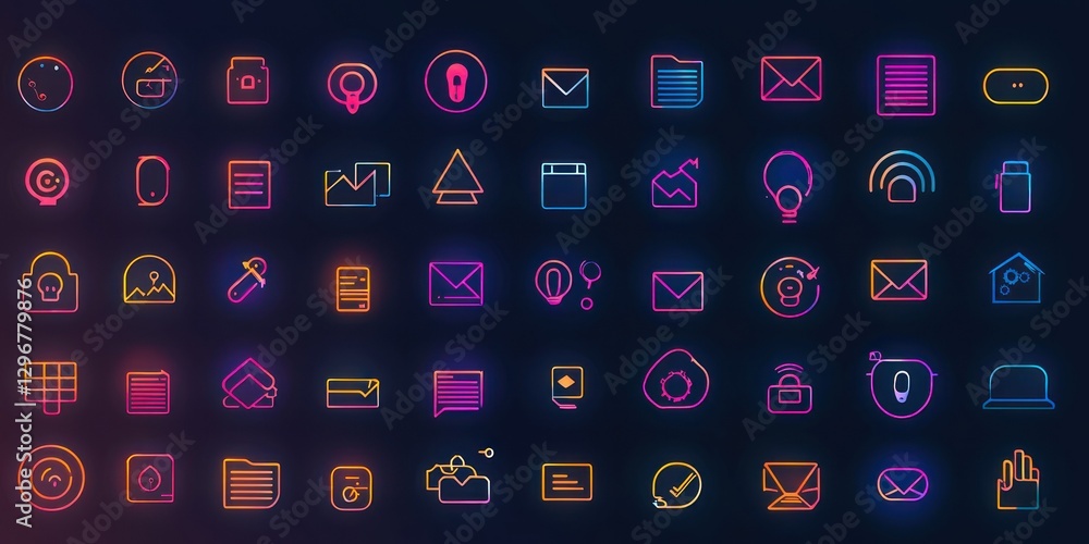 Poster A gradient-filled icon set that highlights sophistication and modern design in business themes.