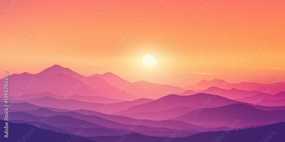Poster A graphic design of a sunset gradient transitioning smoothly from orange to lavender.