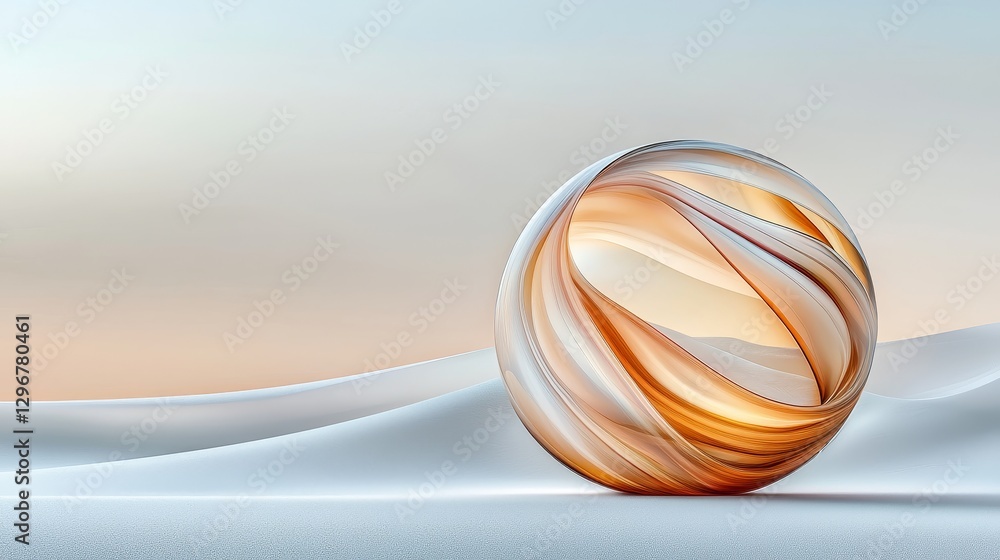 Aufkleber luminous abstract data sphere digital landscape artistic render serene environment aerial view circu