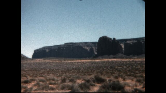 Desert Buttes 1963 - Heavily eroded sandstone buttes are seen off of US Route 160 in the Navajo Nation, 1963.