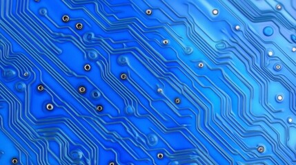 Abstract Blue Circuit Board Background with Intricate Patterns