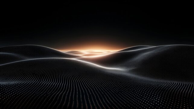 Luminous data circuits in abstract digital landscape virtual environment futuristic viewpoint