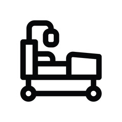 hospital bed line icon. Clean and minimalist vector icon for websites, mobile apps, presentations, and logos. Fully scalable and customizable for any project.