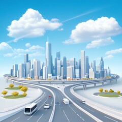 Fototapeta premium AI-powered smart city, futuristic urban landscape, 3D illustration