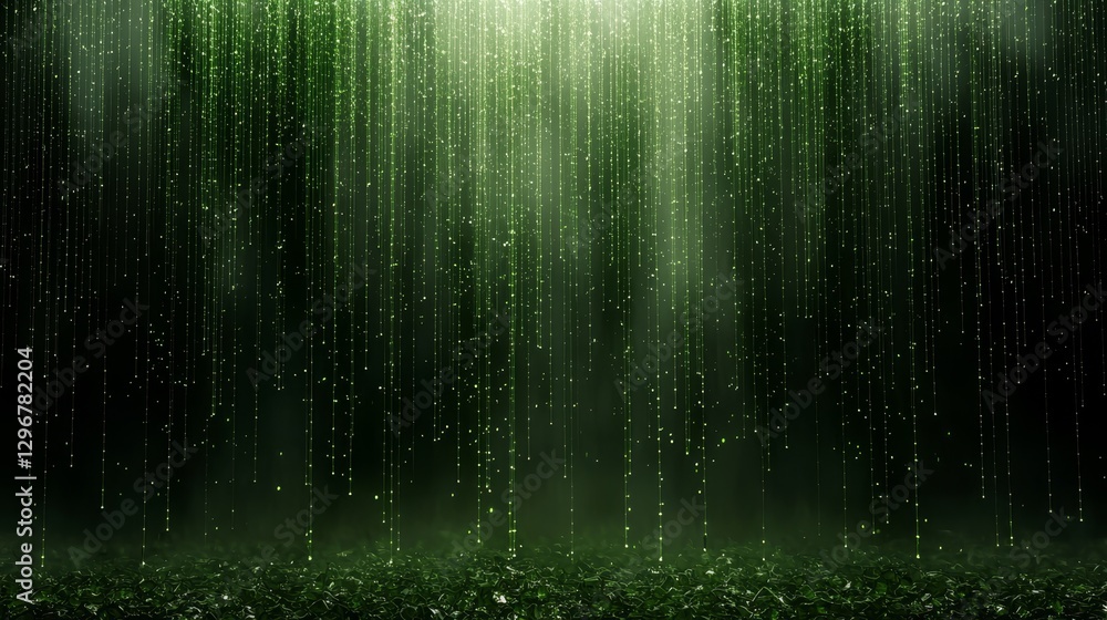 Poster luminous digital rainfall abstract data circuit green environment nature viewpoint conceptual light 