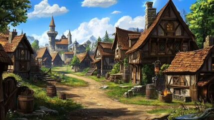 Obraz premium Magical illustrations that bring a fantasy RPG setting to life.