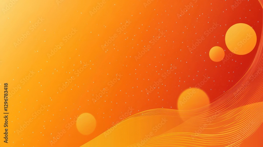 Poster abstract orange gradient background with curves and circles