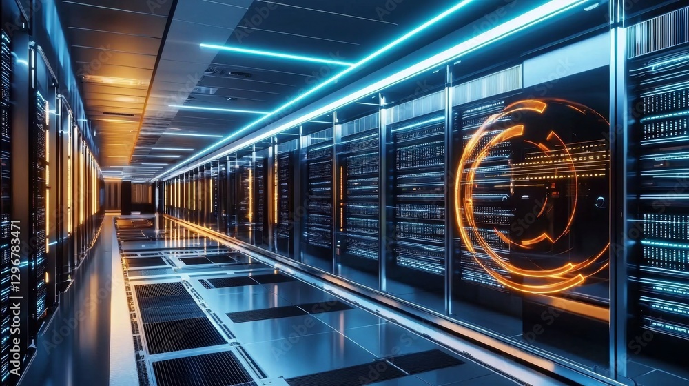 Poster advanced technologies depicted in an innovative data center design.