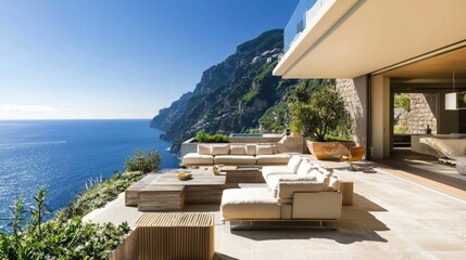 Breathtaking views of the Mediterranean Sea from the cliffside terraces.