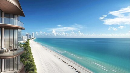 Fototapeta premium Luxury villa situated in a prime oceanfront location in Miami.