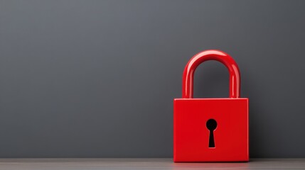 Bright Red Padlock with Keyhole on a Gray Background Symbolizing Security and Privacy Concepts