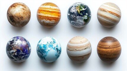 Obraz premium Planets Display on White Background