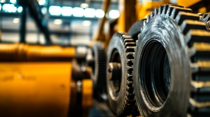 Fototapeta premium Interlocking Gears in Focus: Mechanical Precision 