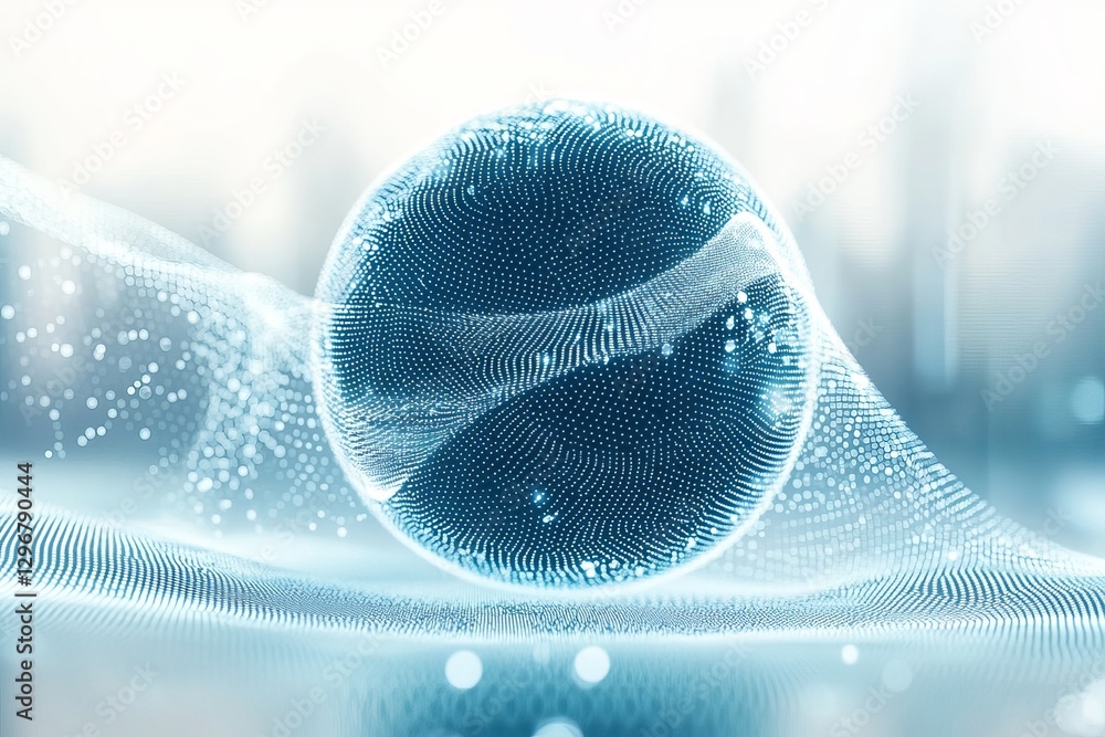 Poster abstract blue sphere digital art futuristic technology background modern elegant design particle wav