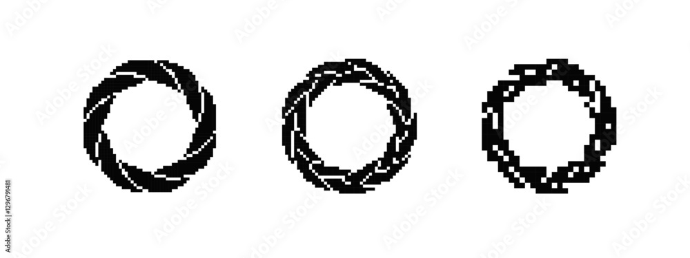Poster three distinct circular patterns featuring geometric designs. each has unique style and detail.