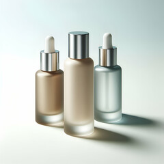 Luxurious Frosted Glass Foundation Bottles with Silver Pumps