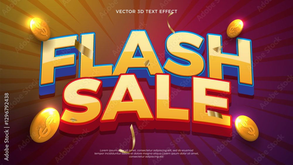 Poster editable vector flash sale text effect with modern style design