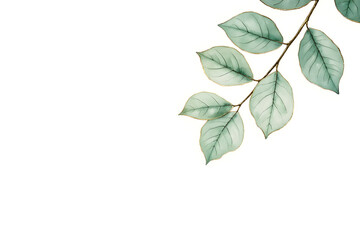 Fototapeta premium green eucalyptus leaves isolated on white background. tender spring leaves